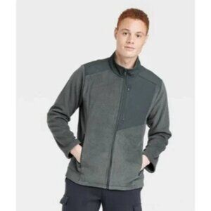 All in Motion Large Men's Gray Fleece Warm Full Zip Gorpcore Outdoors Jacket